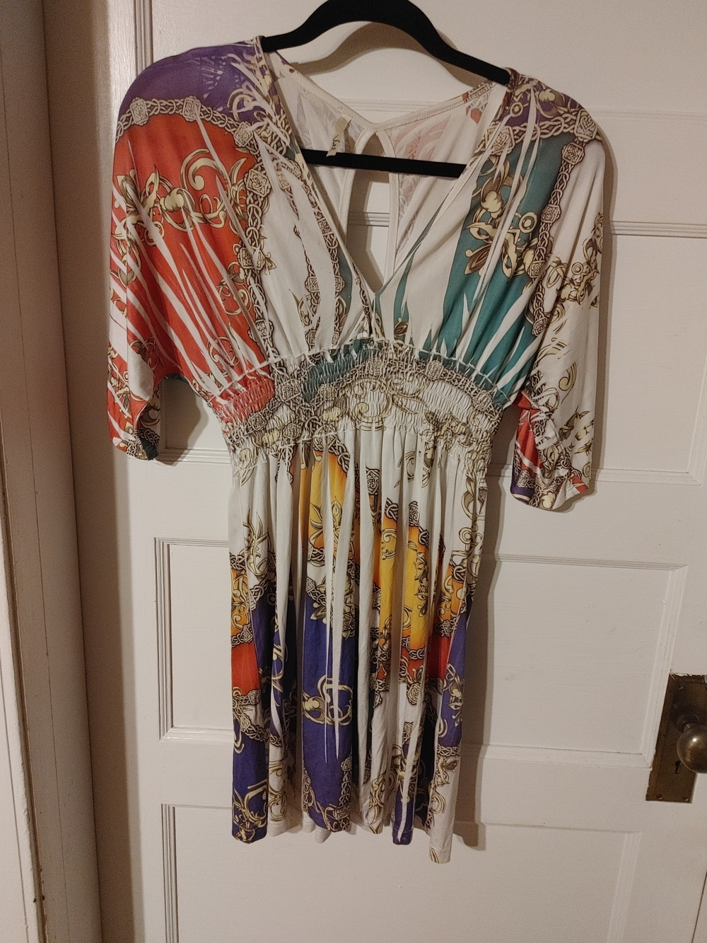 SAS Multicolor V-Neck Smocked Waist Boho Dress